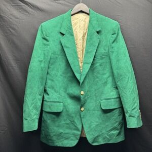 Vintage Laughton Hunter Blazer Mens Large Green Ultrasuede Sport Coat 70s